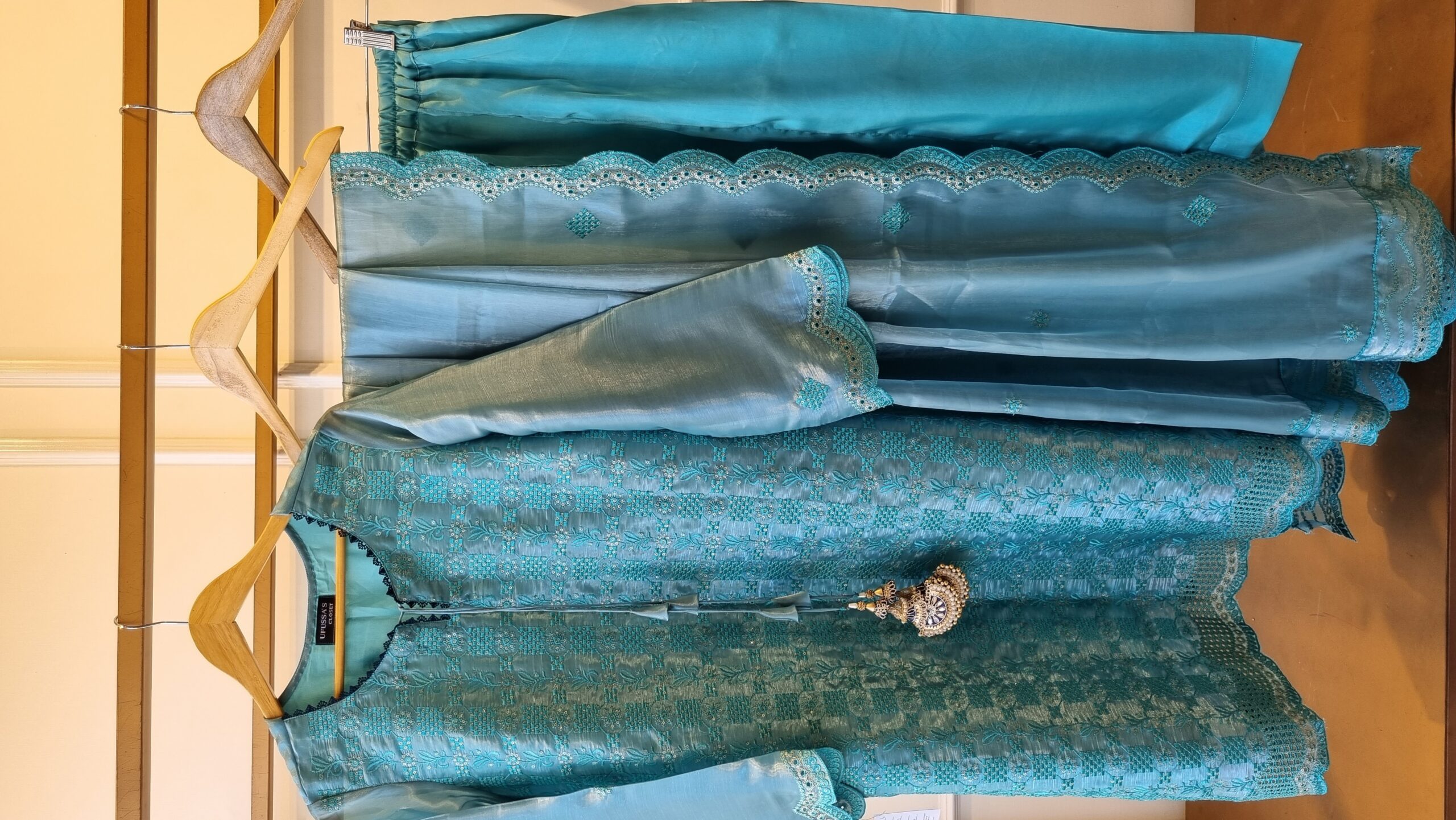Aqua Mist Embroidered Suit - Image 2