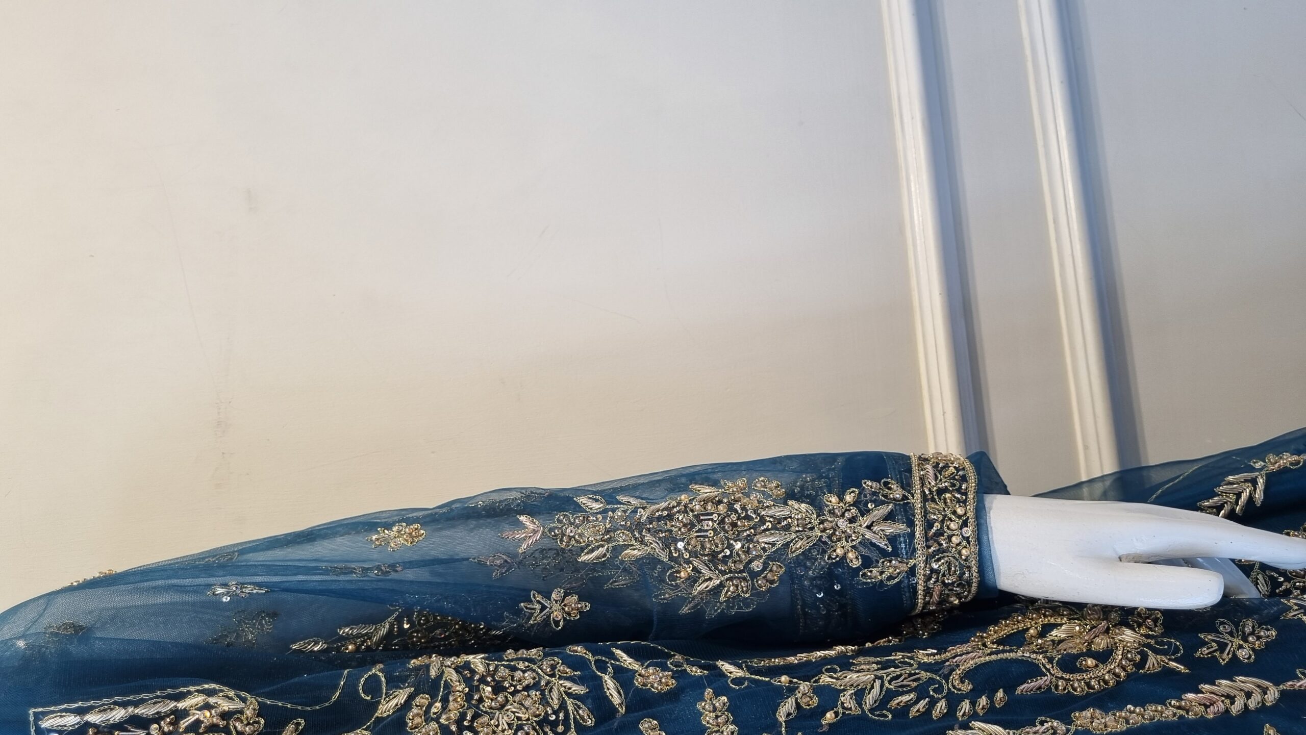 Royal Zinc Gold Hand-Embellished Bridal Maxi - Image 3