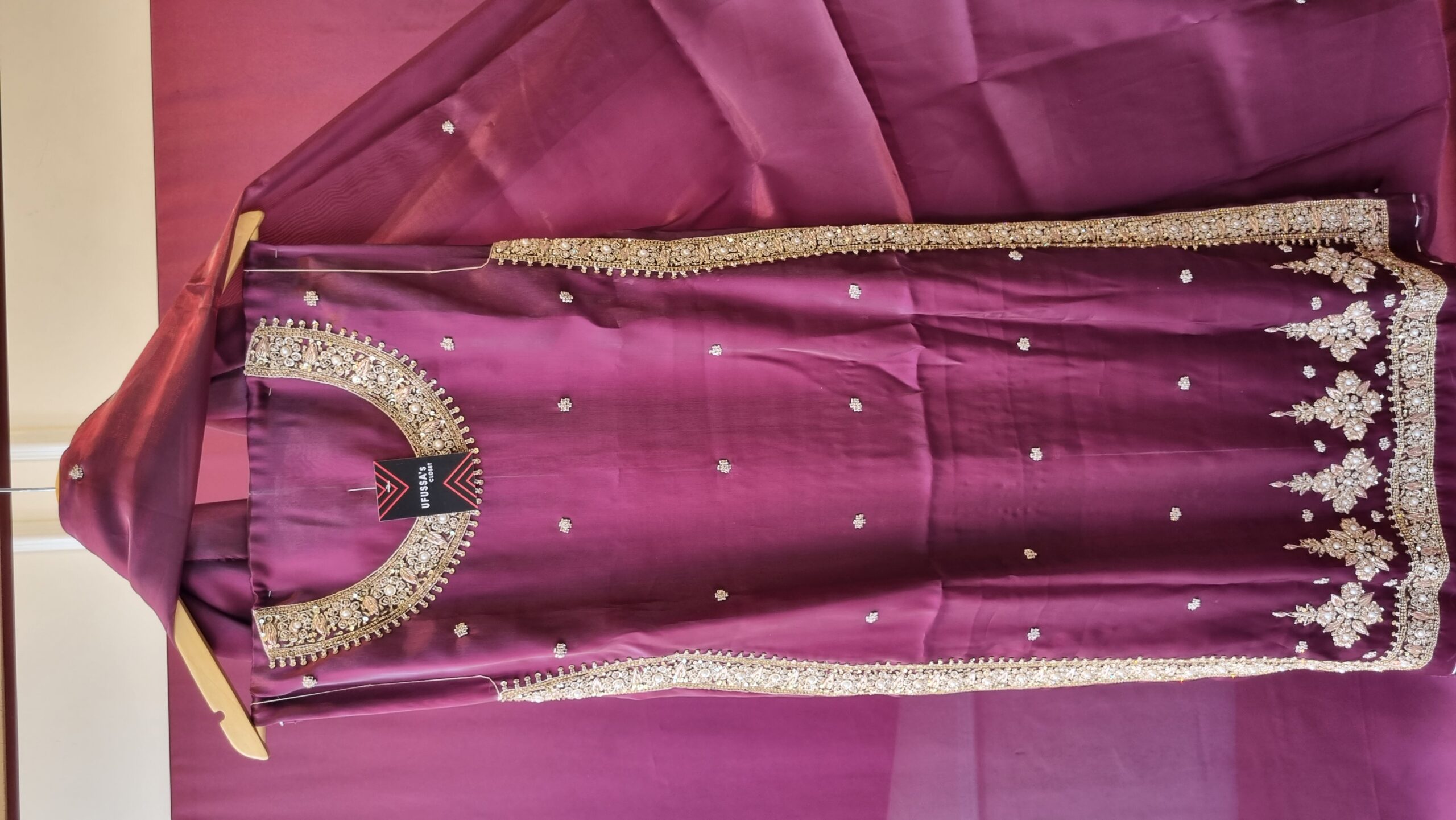 Plum Royale Embellished Silk Suit
