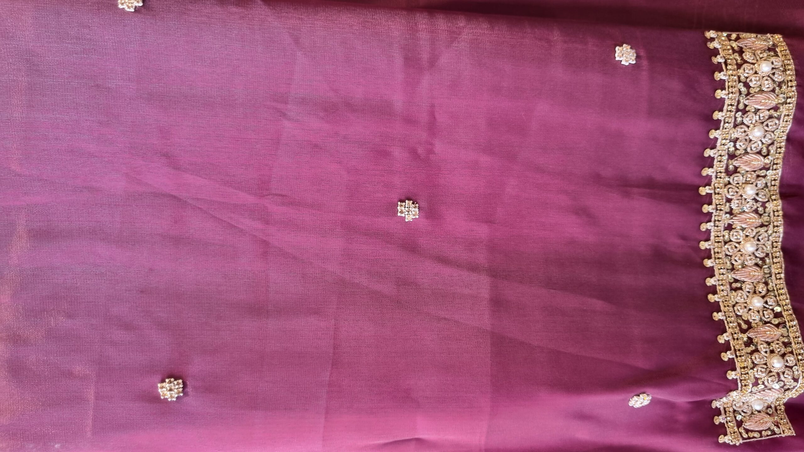 Plum Royale Embellished Silk Suit - Image 4