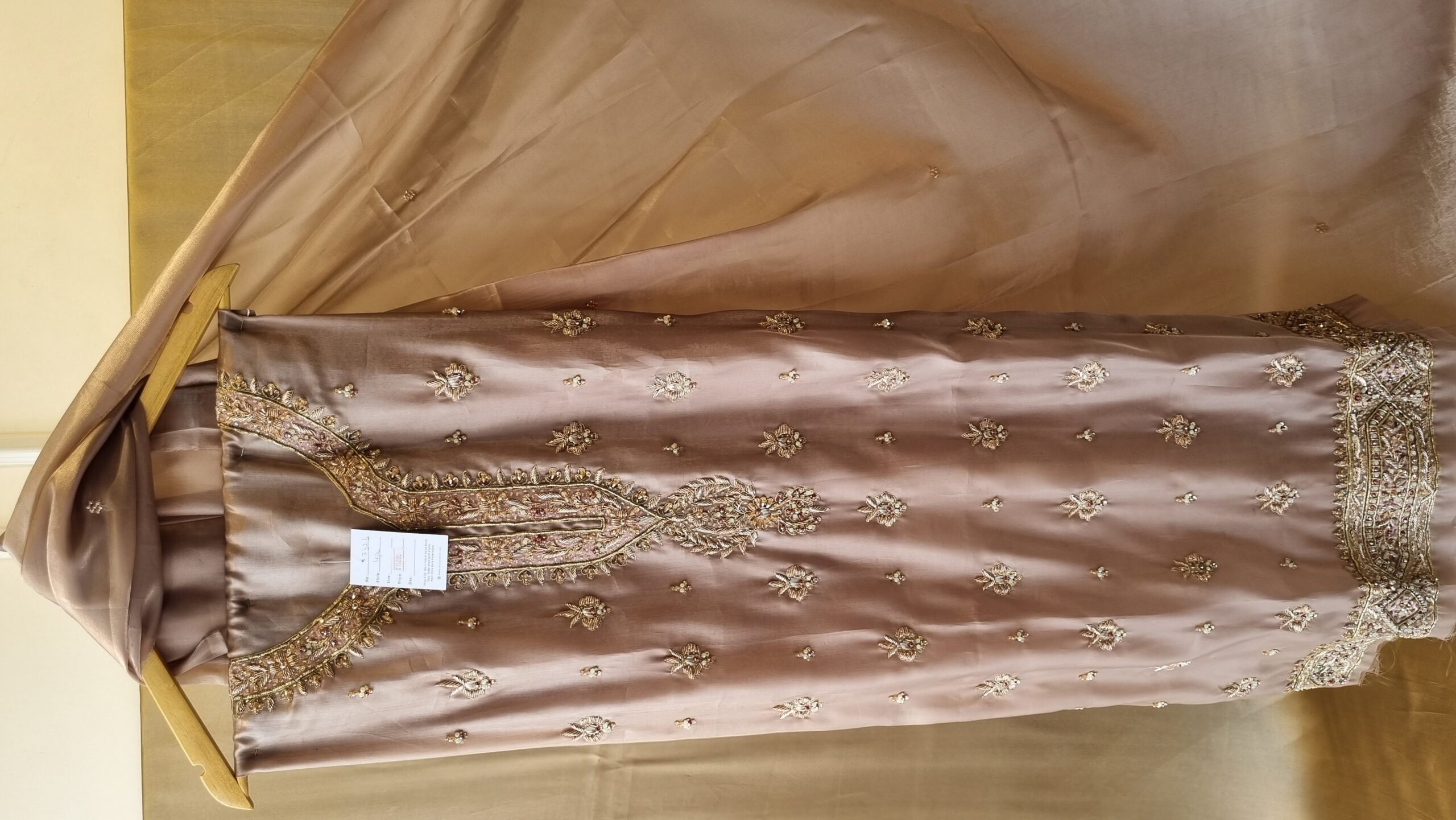 Gold Silk Hand Embellished Formal Suit - Image 3