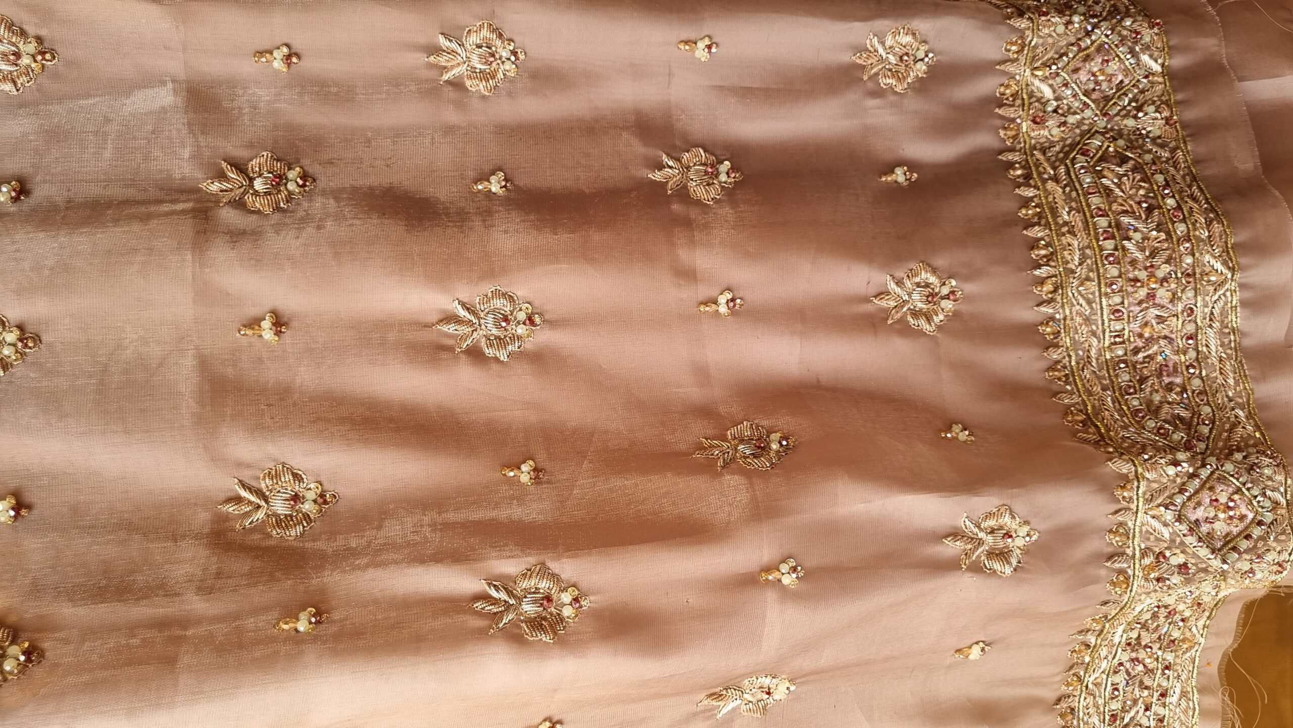 Gold Silk Hand Embellished Formal Suit - Image 4