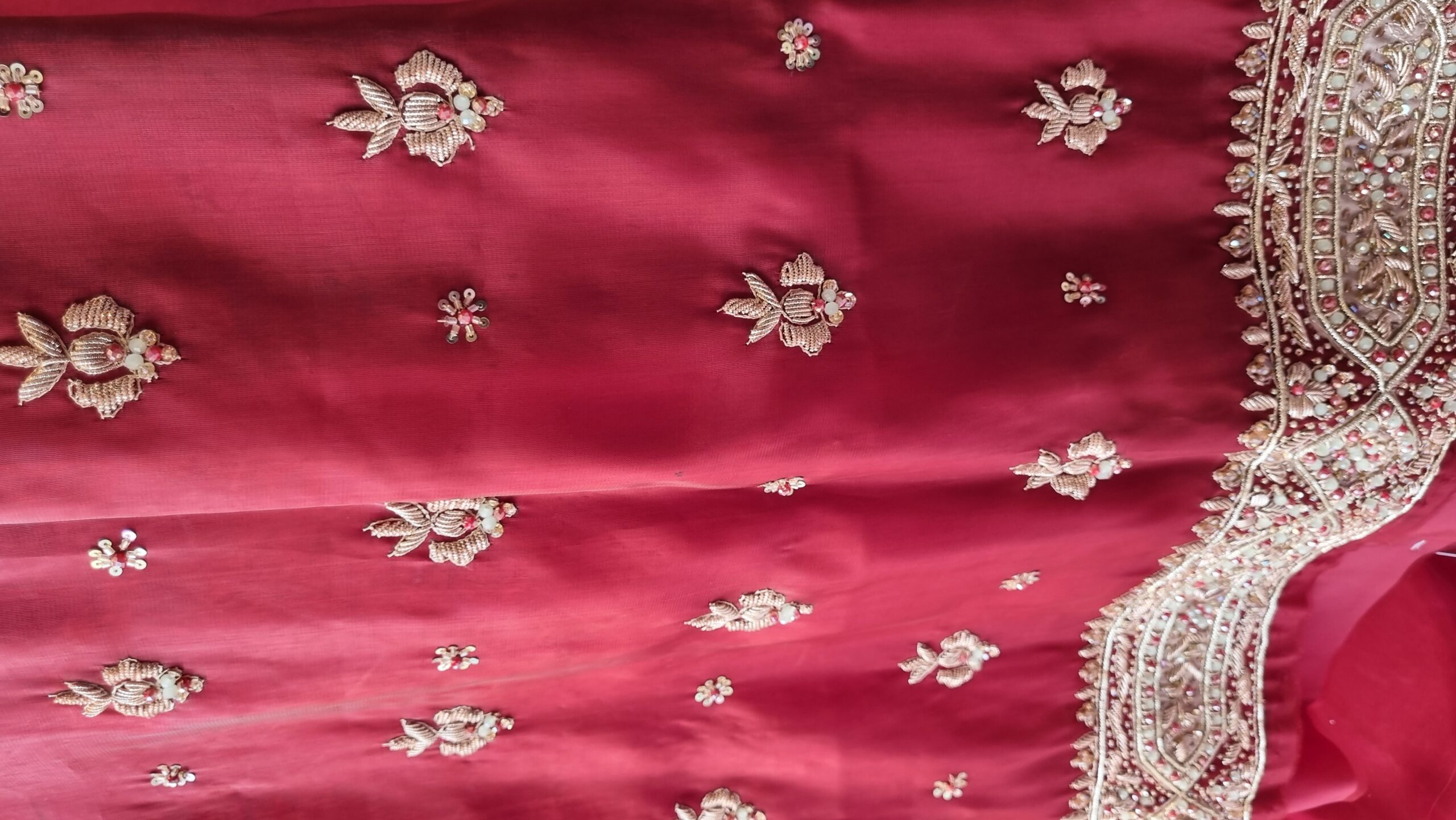 Maroon Silk Hand Embellished Formal Suit - Image 3