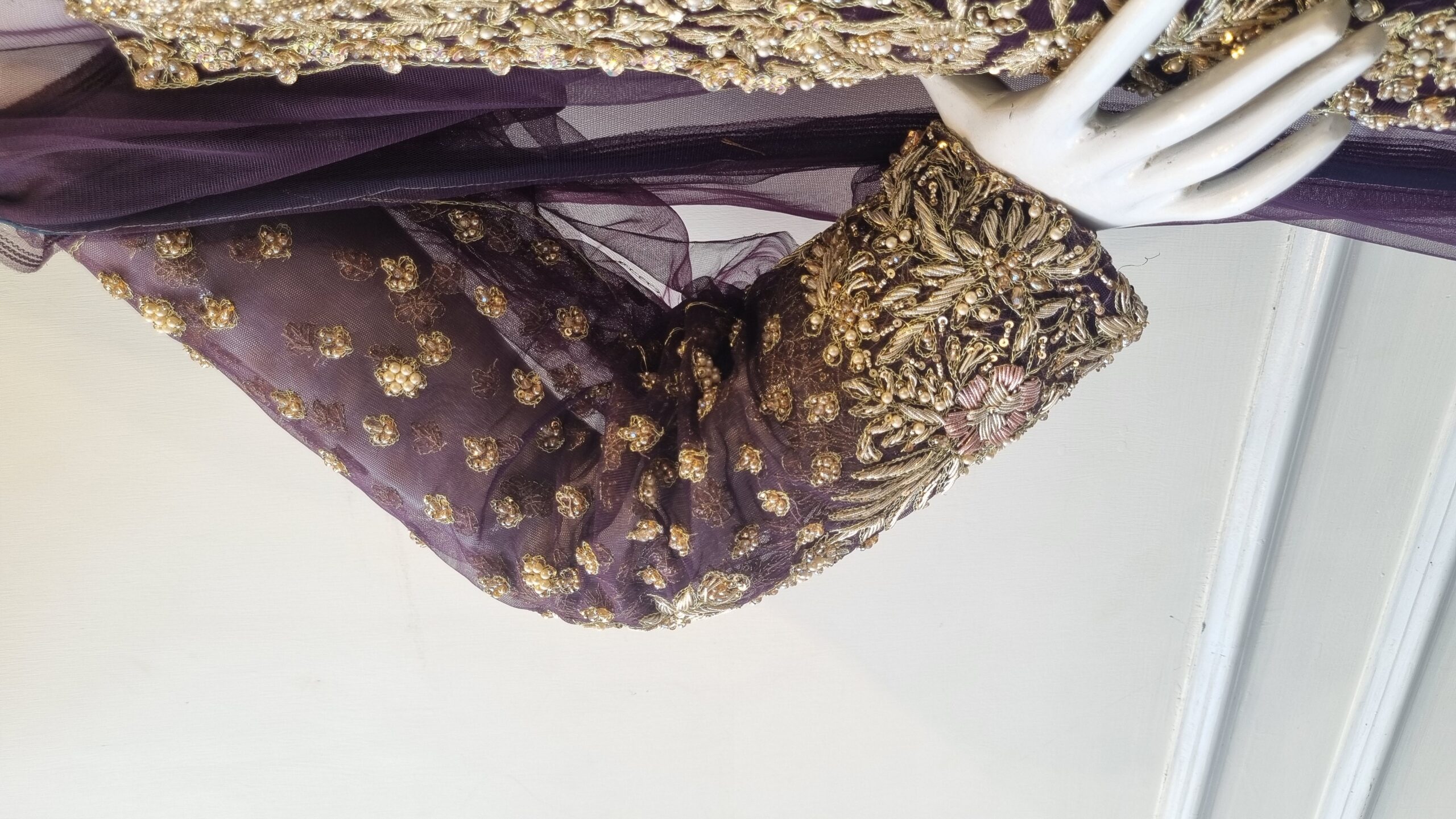 Royal Plum Hand-Embellished Bridal Ensemble - Image 2