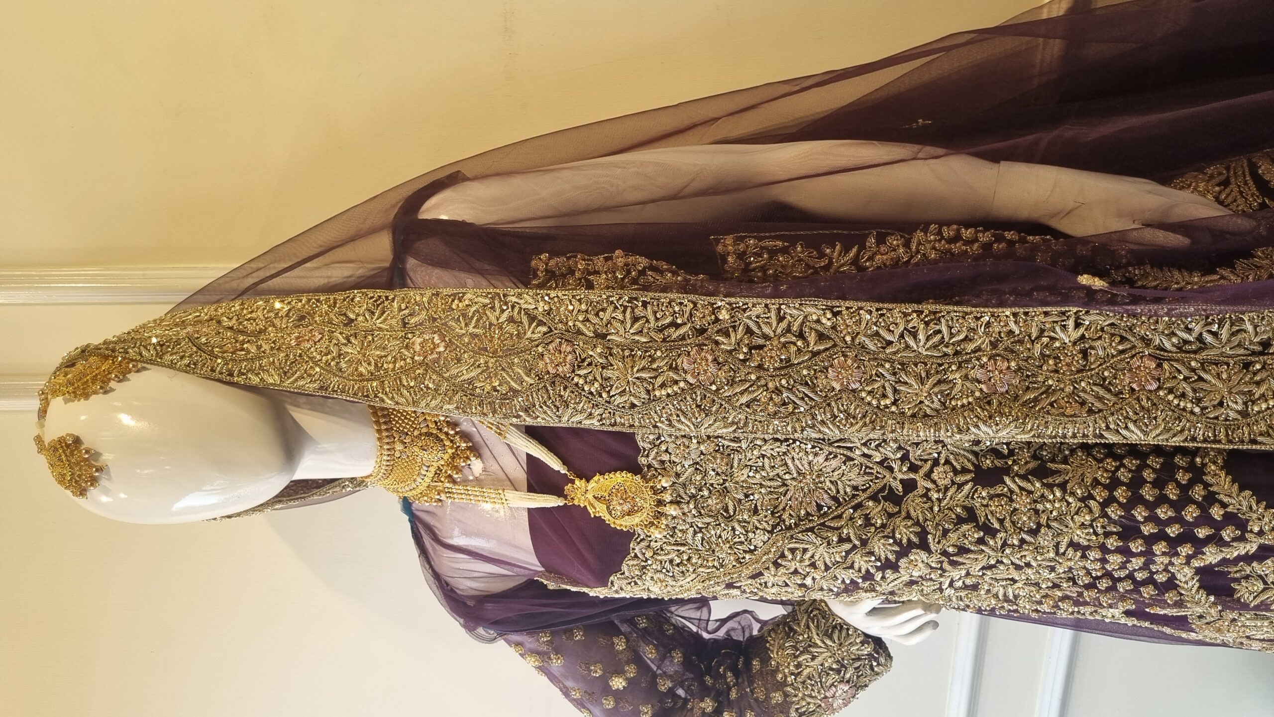 Royal Plum Hand-Embellished Bridal Ensemble - Image 3