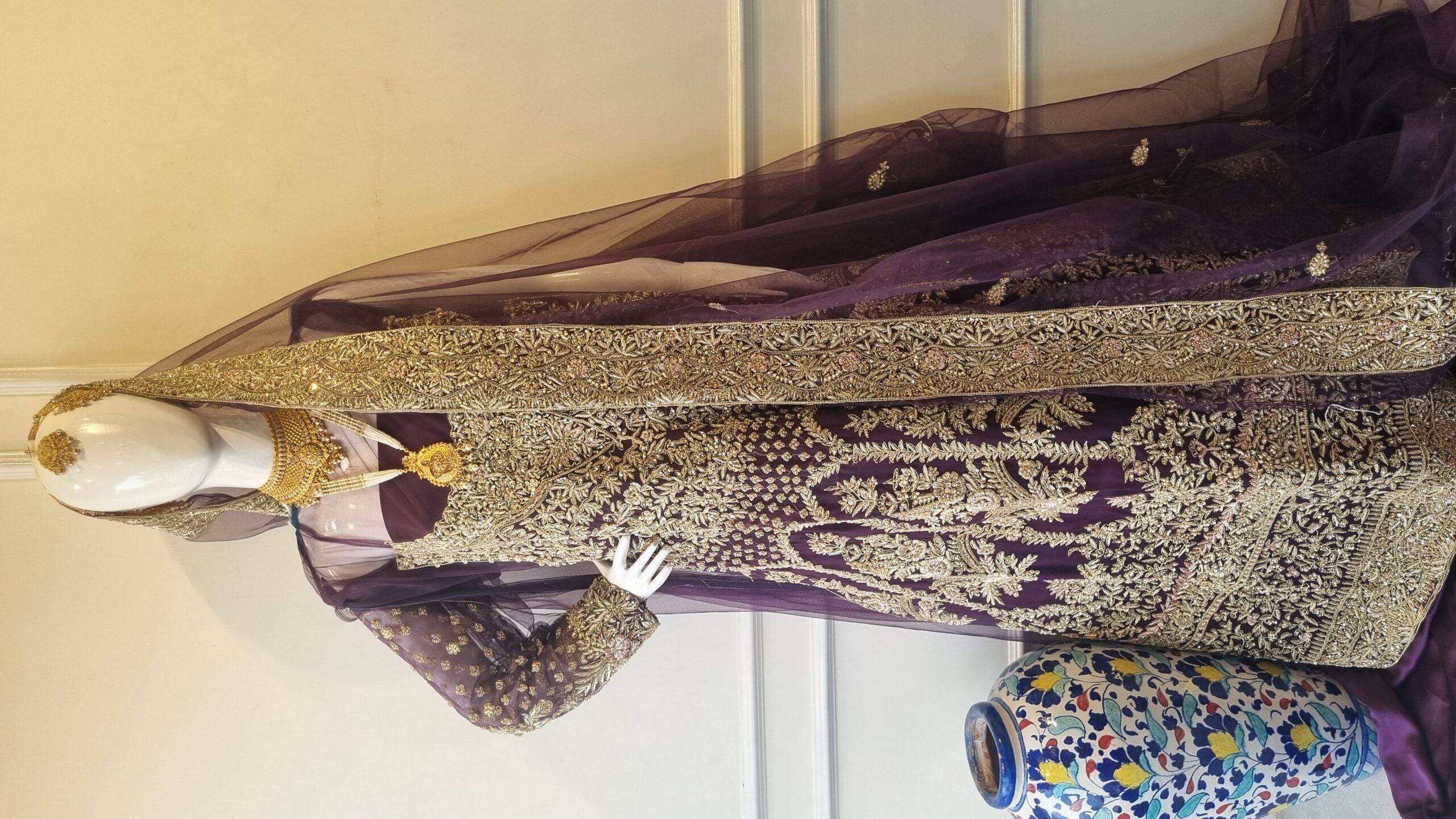 Royal Plum Hand-Embellished Bridal Ensemble - Image 4