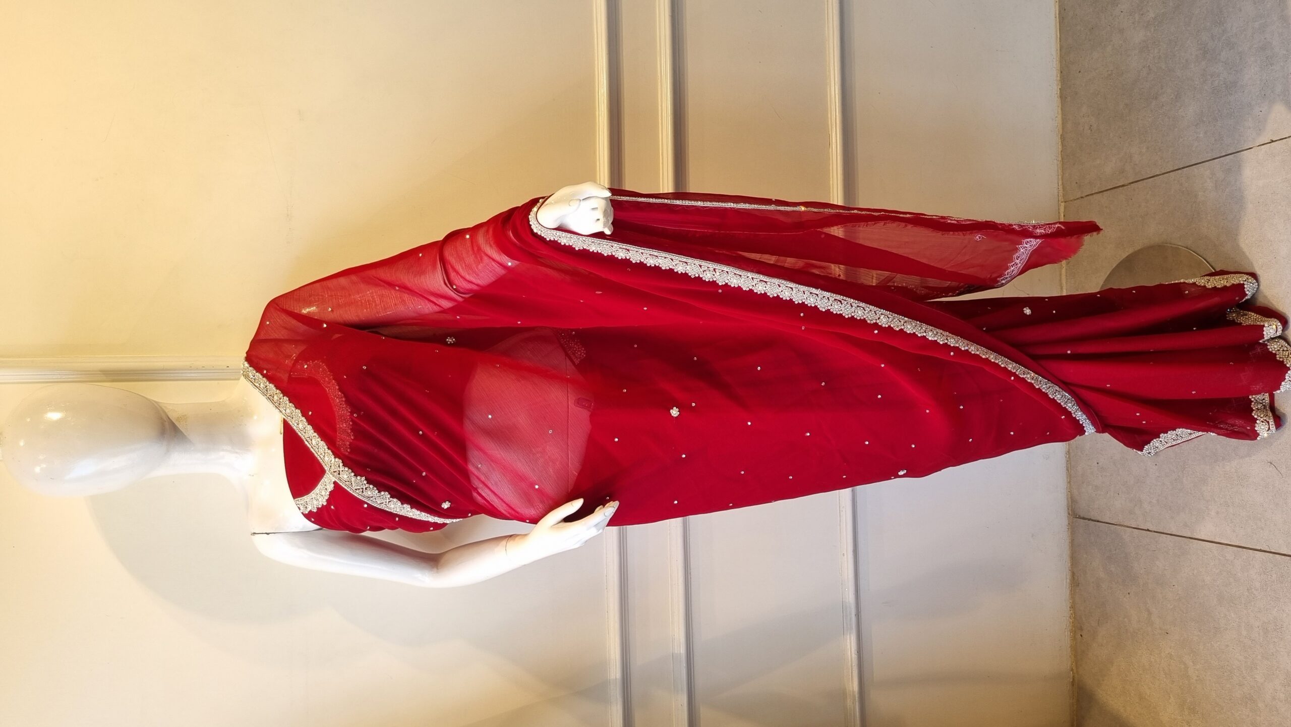 Ruby Red Crystal Saree