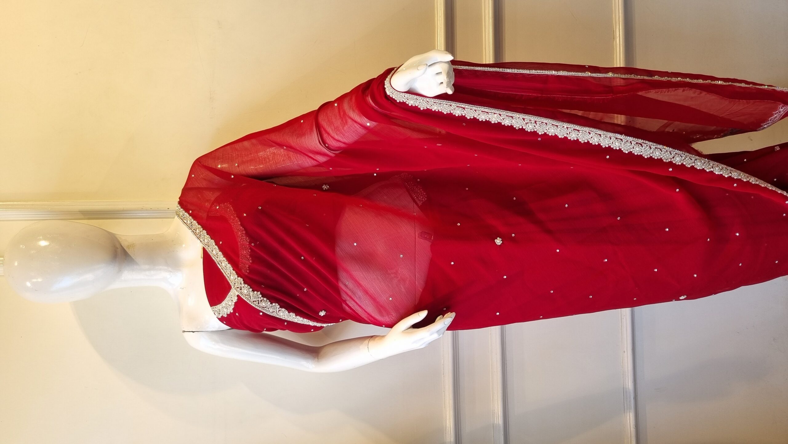 Ruby Red Crystal Saree - Image 2