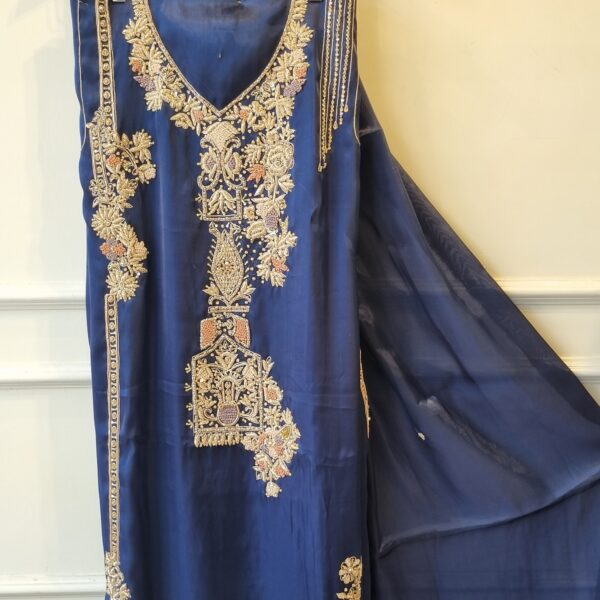 Royale Floral Embellished Silk Suit