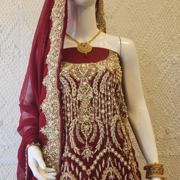 Maroon Gold Bridal Lehenga