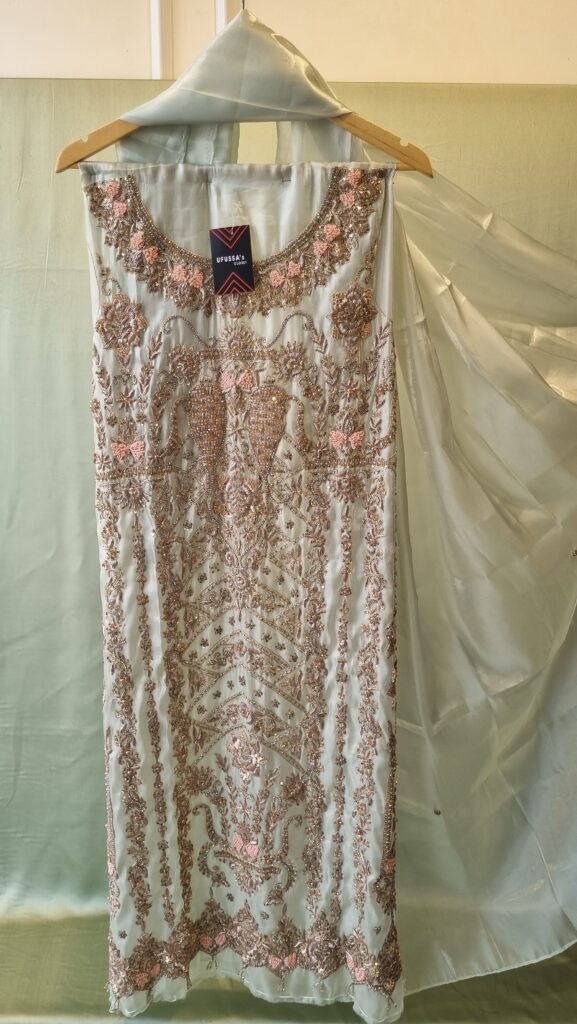 Blush Mint Embellished Silk Suit