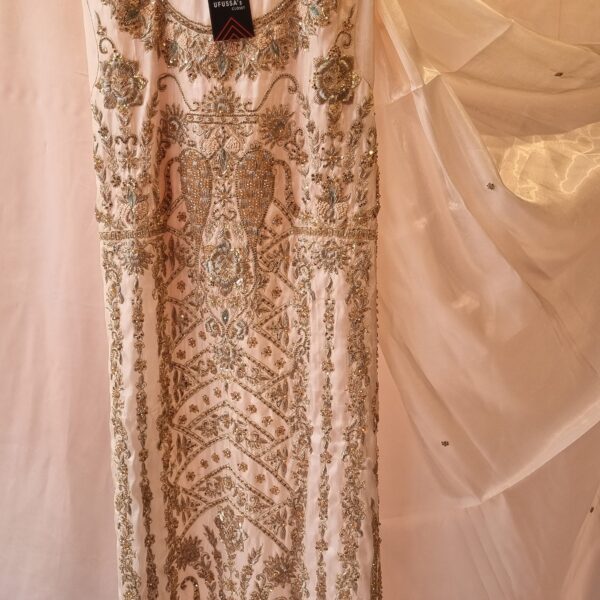 Blush Pink Gold Embellished Silk Suit