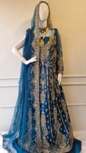 Royal Zinc Gold Hand-Embellished Bridal Maxi
