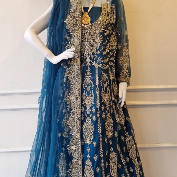 Royal Zinc Gold Hand-Embellished Bridal Maxi