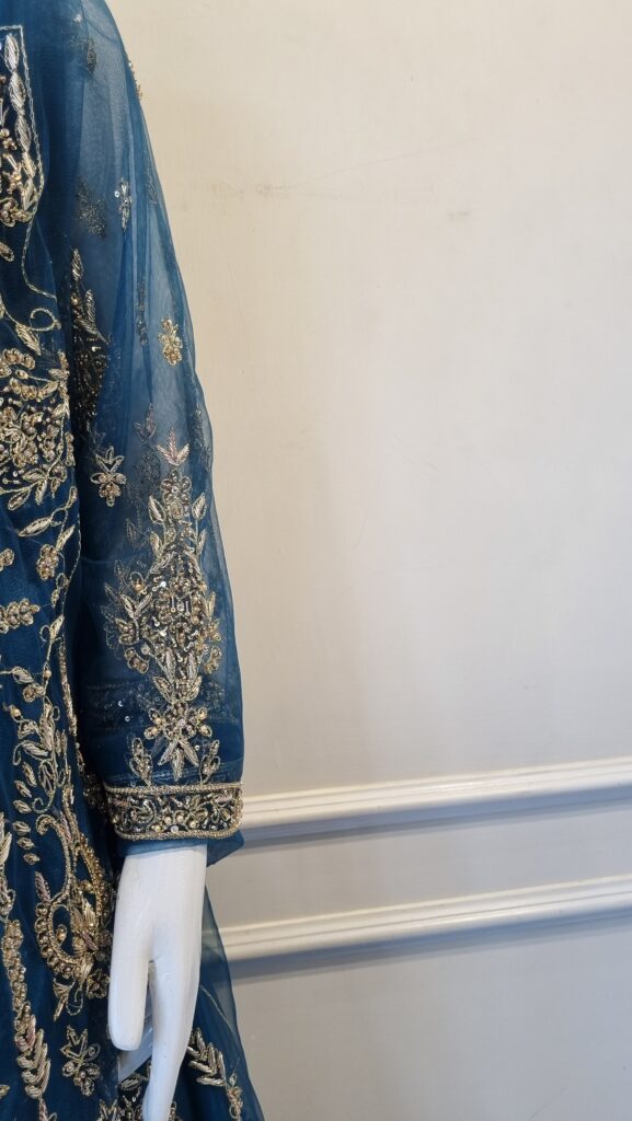 Royal Zinc Gold Hand-Embellished Bridal Maxi