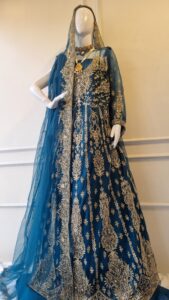 Royal Zinc Gold Hand-Embellished Bridal Maxi