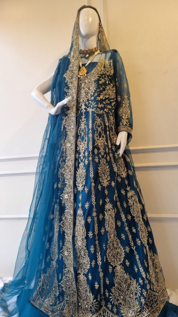 Royal Zinc Gold Hand-Embellished Bridal Maxi