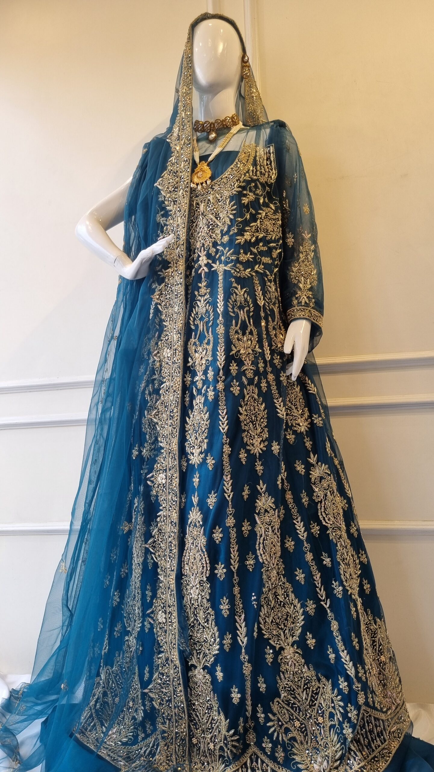 Royal Zinc Gold Hand-Embellished Bridal Maxi