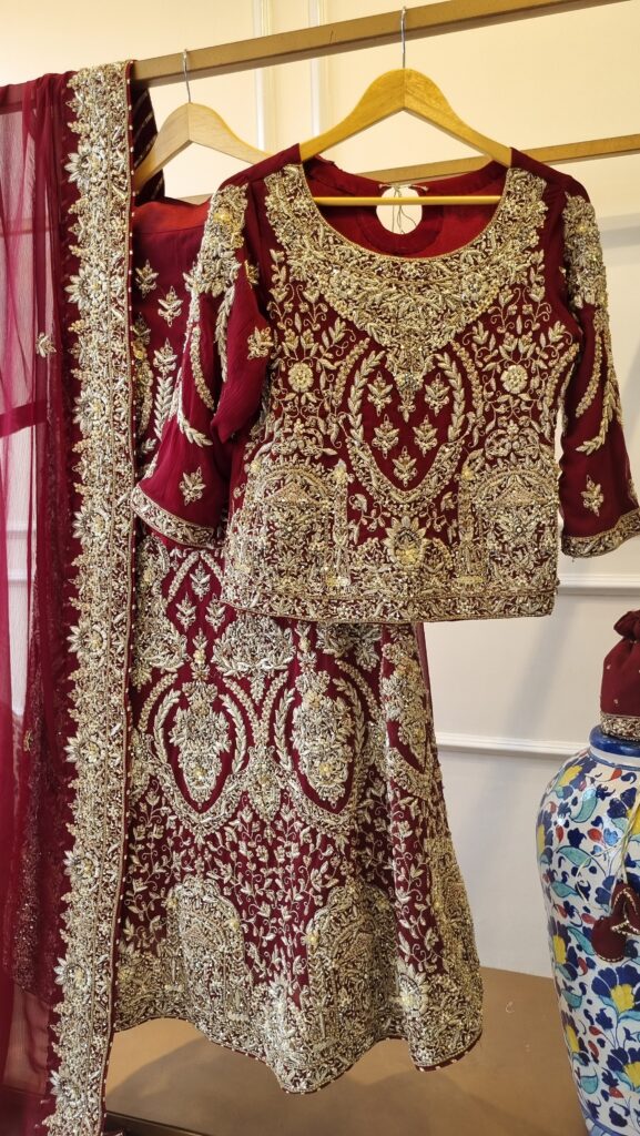 Crimson Royale Chiffon Bridal Lehenga Set
