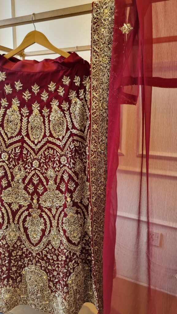 Crimson Royale Chiffon Bridal Lehenga Set