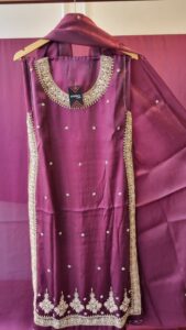 Plum Royale Embellished Silk Suit