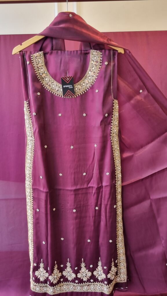Plum Royale Embellished Silk Suit