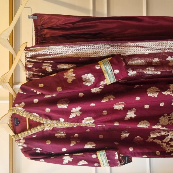 Maroon Gold Banarsi Suit