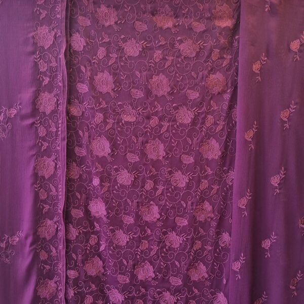 Royal Purple Chiffon Embroidered Suit