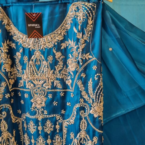 Royal Teal Embroidered Silk Ensemble