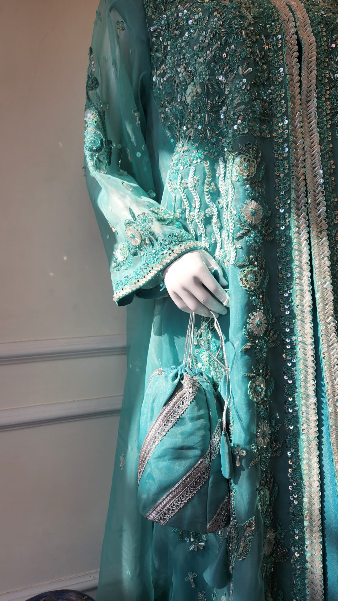 Sea Green Royale Front Open Jacket Set (SALE)