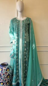 Sea Green Royale Front Open Jacket Set (SALE)
