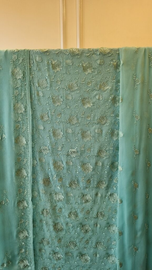 Seagreen Chiffon Embroidered Suit