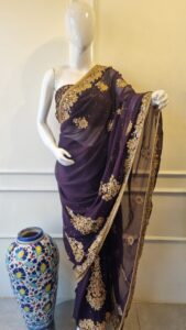 Royal Plum Embellished Saree