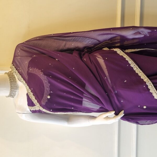 Royal Plum Crystal Saree