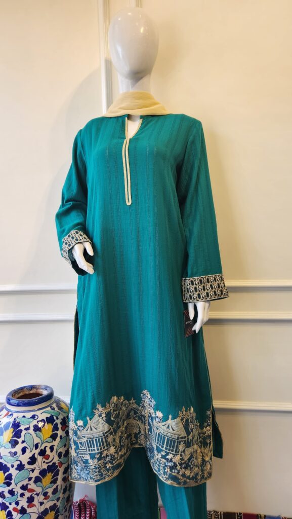Teal Heritage Embroidered Suit