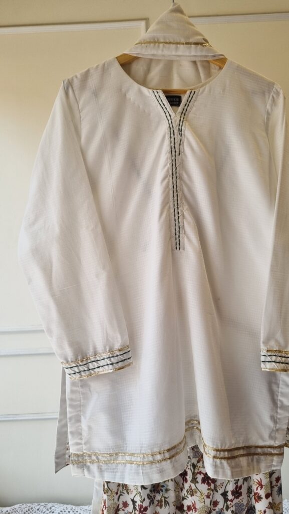White Bloom Lawn Gharara Set