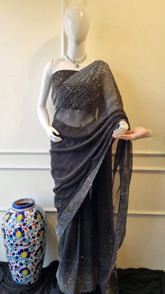 Midnight Sparkle Embellished Saree