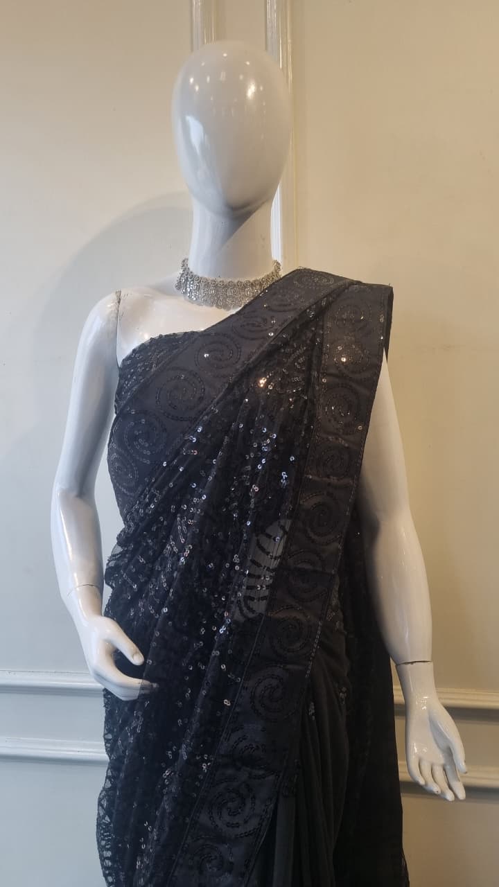 Black Sequence Saree